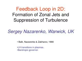 Balk, Nazarenko &amp; Zakharov, 1990 LH transitions in plasmas. Barotropic governor.
