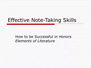 Effective Note-Taking Skills
