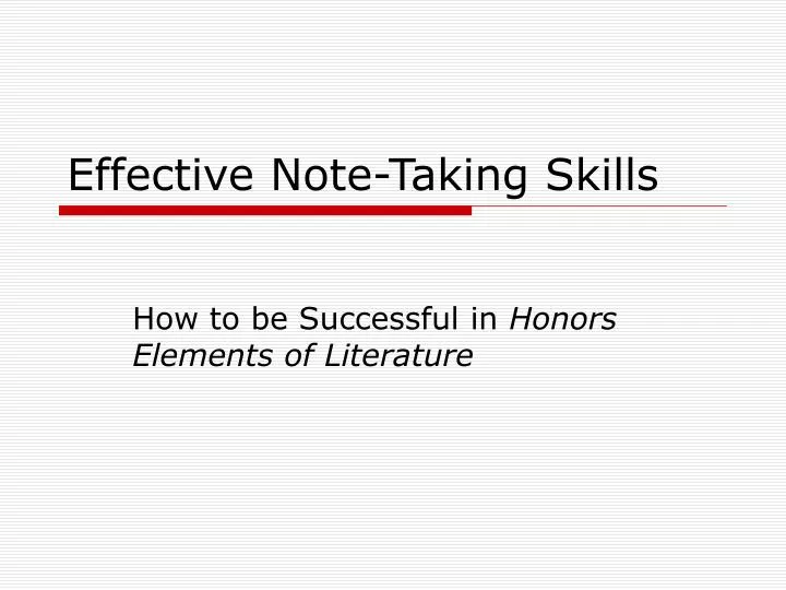 effective note taking skills