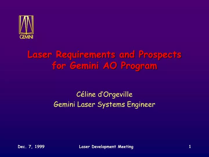 laser requirements and prospects for gemini ao program