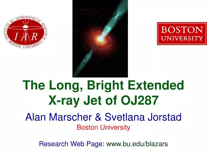 the long bright extended x ray jet of oj287