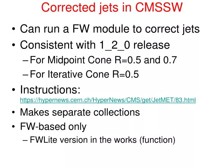 corrected jets in cmssw