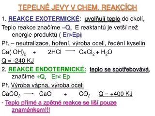 tepeln jevy v chem reakc ch