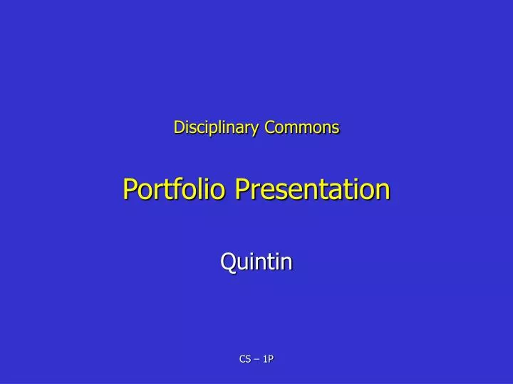 disciplinary commons portfolio presentation