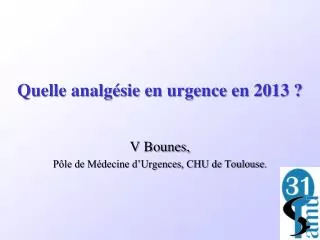 quelle analg sie en urgence en 2013