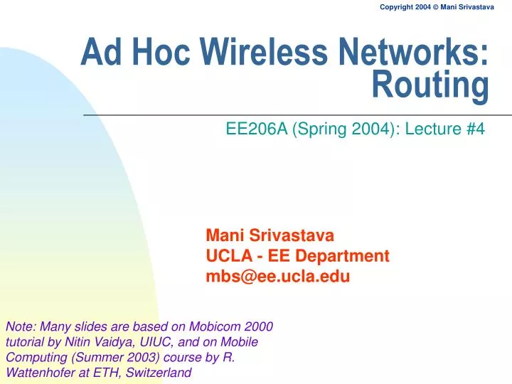ad hoc wireless networks routing