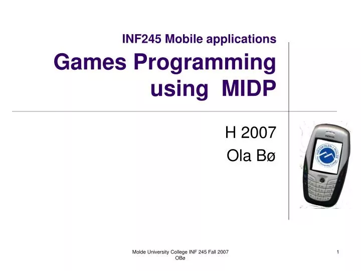 inf245 mobile applications games programming using midp