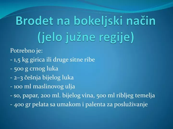 brodet na bokeljski na in jelo ju ne regije