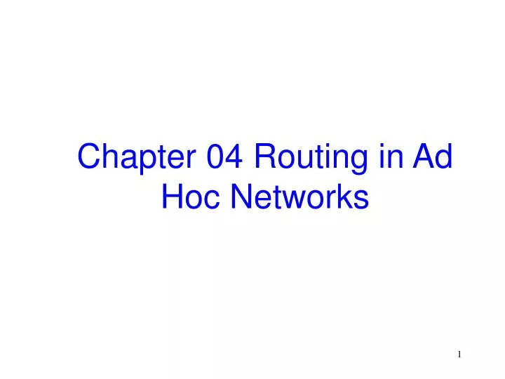 chapter 04 routing in ad hoc networks