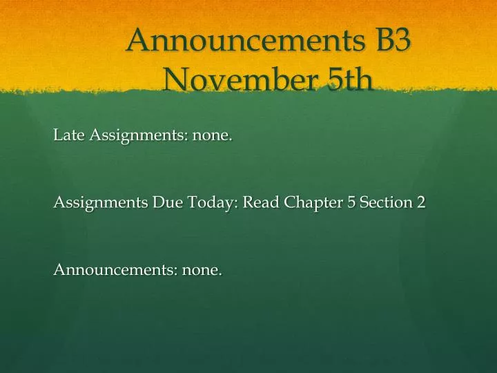announcements b3 november 5th