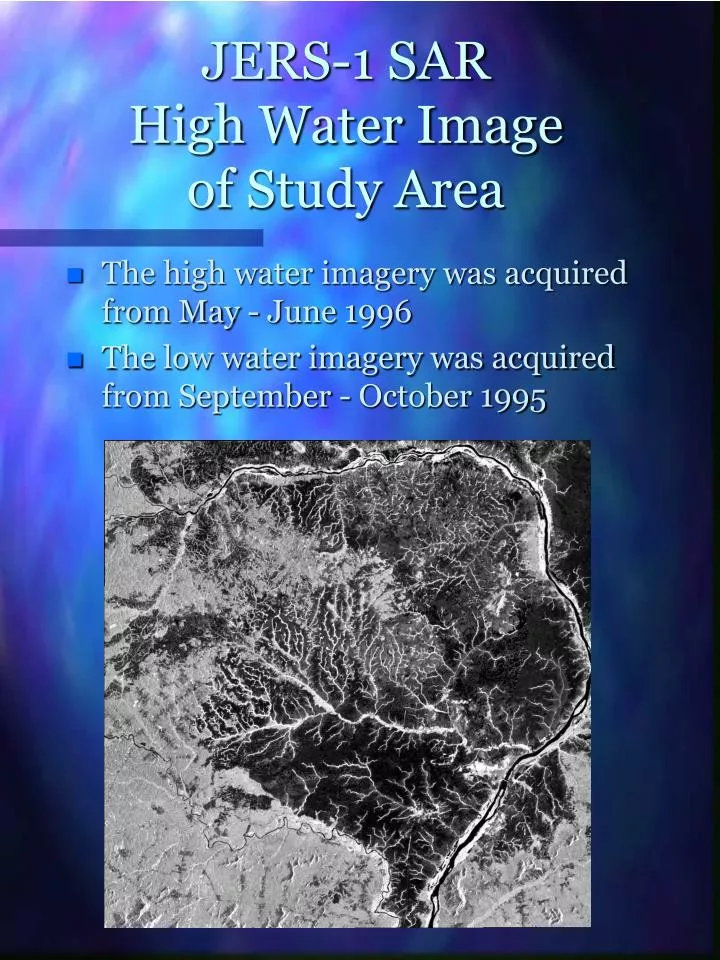 jers 1 sar high water image of study area