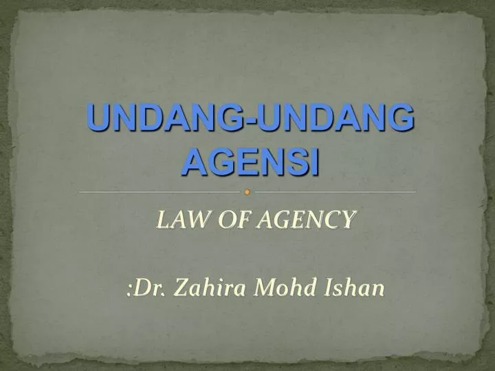 undang undang agensi