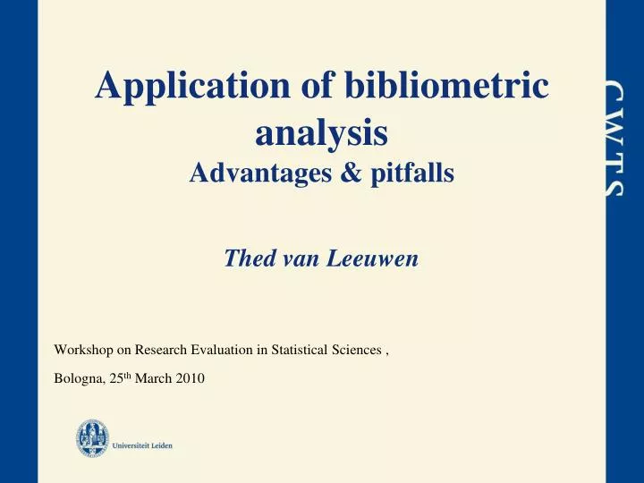 application of bibliometric analysis advantages pitfalls thed van leeuwen