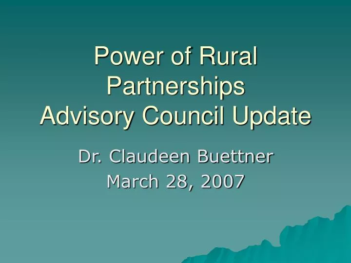 power of rural partnerships advisory council update