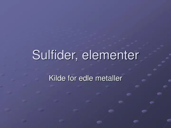 sulfider elementer