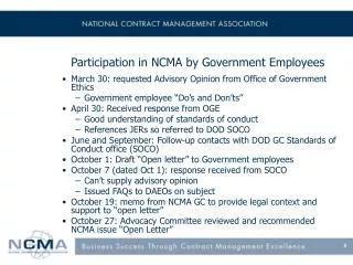 Participation in NCMA by Government Employees