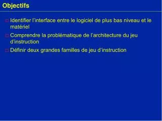 objectifs