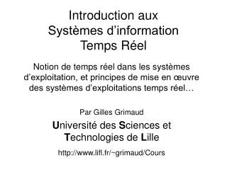 introduction aux syst mes d information temps r el