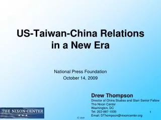 US-Taiwan-China Relations in a New Era