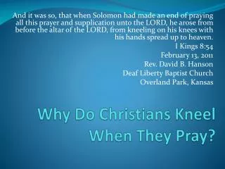 Why Do Christians Kneel When They Pray?