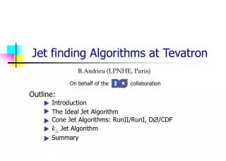 Jet finding Algorithms at Tevatron