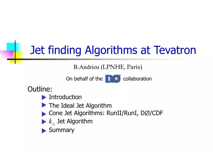 jet finding algorithms at tevatron