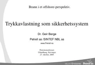 trykkavlastning som sikkerhetssystem