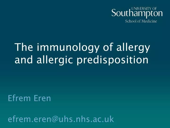 the immunology of allergy and allergic predisposition