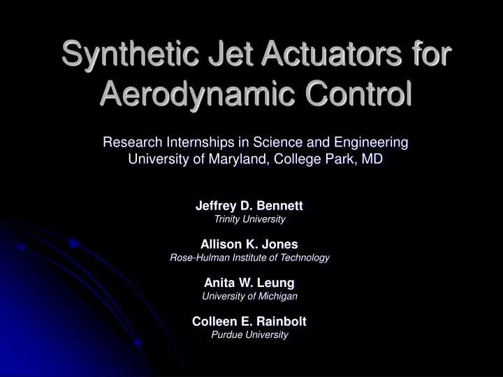 synthetic jet actuators for aerodynamic control