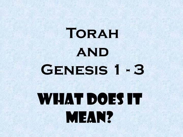 torah and genesis 1 3