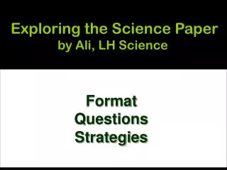Exploring the Science Paper by Ali, LH Science