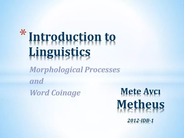 introduction to linguistics