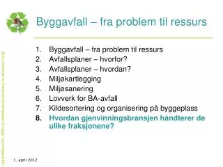 byggavfall fra problem til ressurs