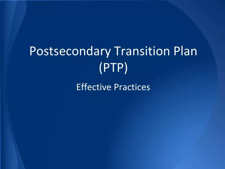 postsecondary transition plan ptp