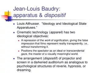 Jean-Louis Baudry: apparatus &amp; dispositif