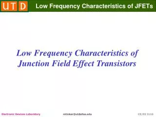 Low Frequency Characteristics of JFETs
