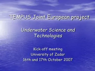 TEMPUS Joint European project