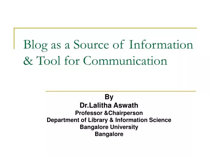 blog as a source of information tool for communication