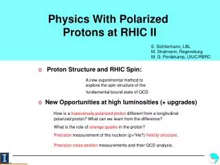 Physics With Polarized Protons at RHIC II