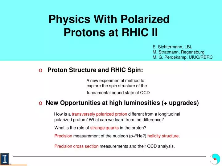 physics with polarized protons at rhic ii