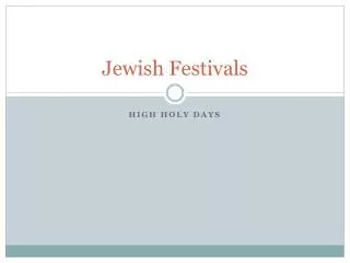 Jewish Festivals