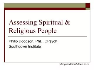 Assessing Spiritual &amp; Religious People