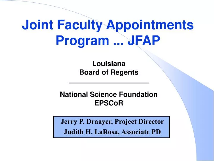 joint faculty appointments program jfap