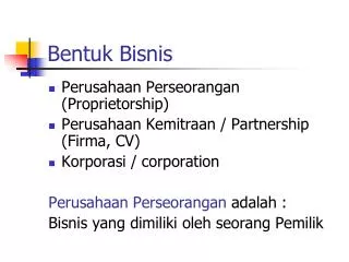 bentuk bisnis