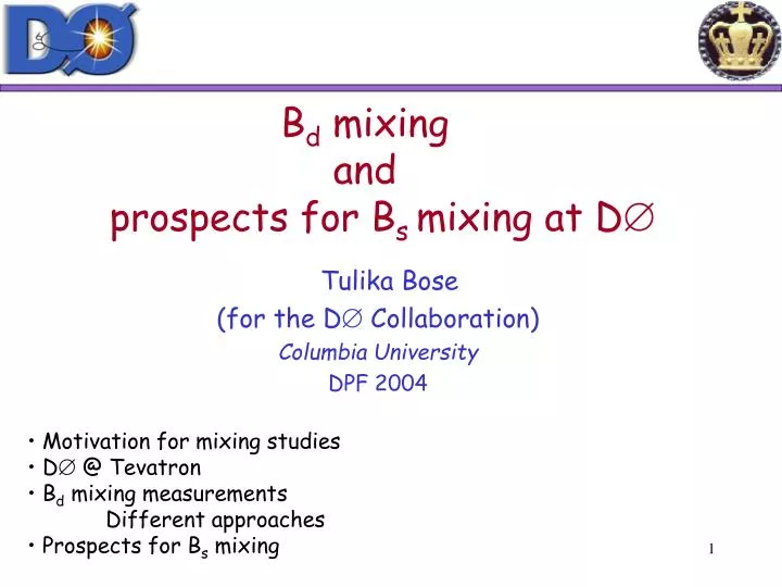 b d mixing and prospects for b s mixing at d