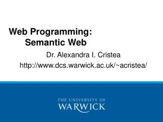 Web Programming: 			Semantic Web