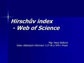hirsch v index web of science