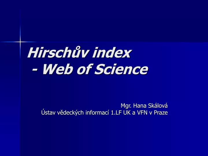 hirsch v index web of science
