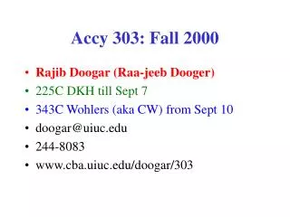 Accy 303: Fall 2000