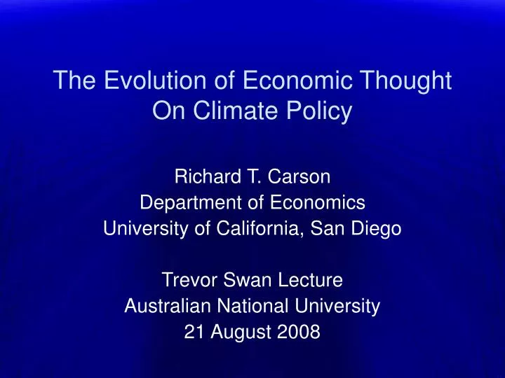 the evolution of economic thought on climate policy
